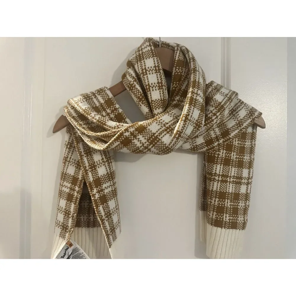 New Timberland Scarf Wheat Buffalo Plaid One Size NWT‎